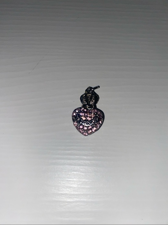 Juicy Couture Jewelry - Juicy Couture Pink Crystal Heart Charm Silver Tone Pendant